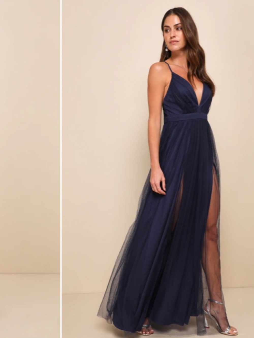 LULU's Prom Wedding Special Event Sexy Flowy Tulle Romantic Chic Maxi Dress - Picture 4 of 6